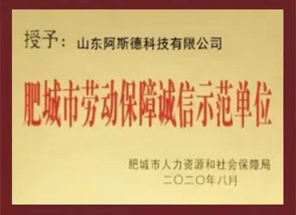 肥城市勞動保障誠信示范單位